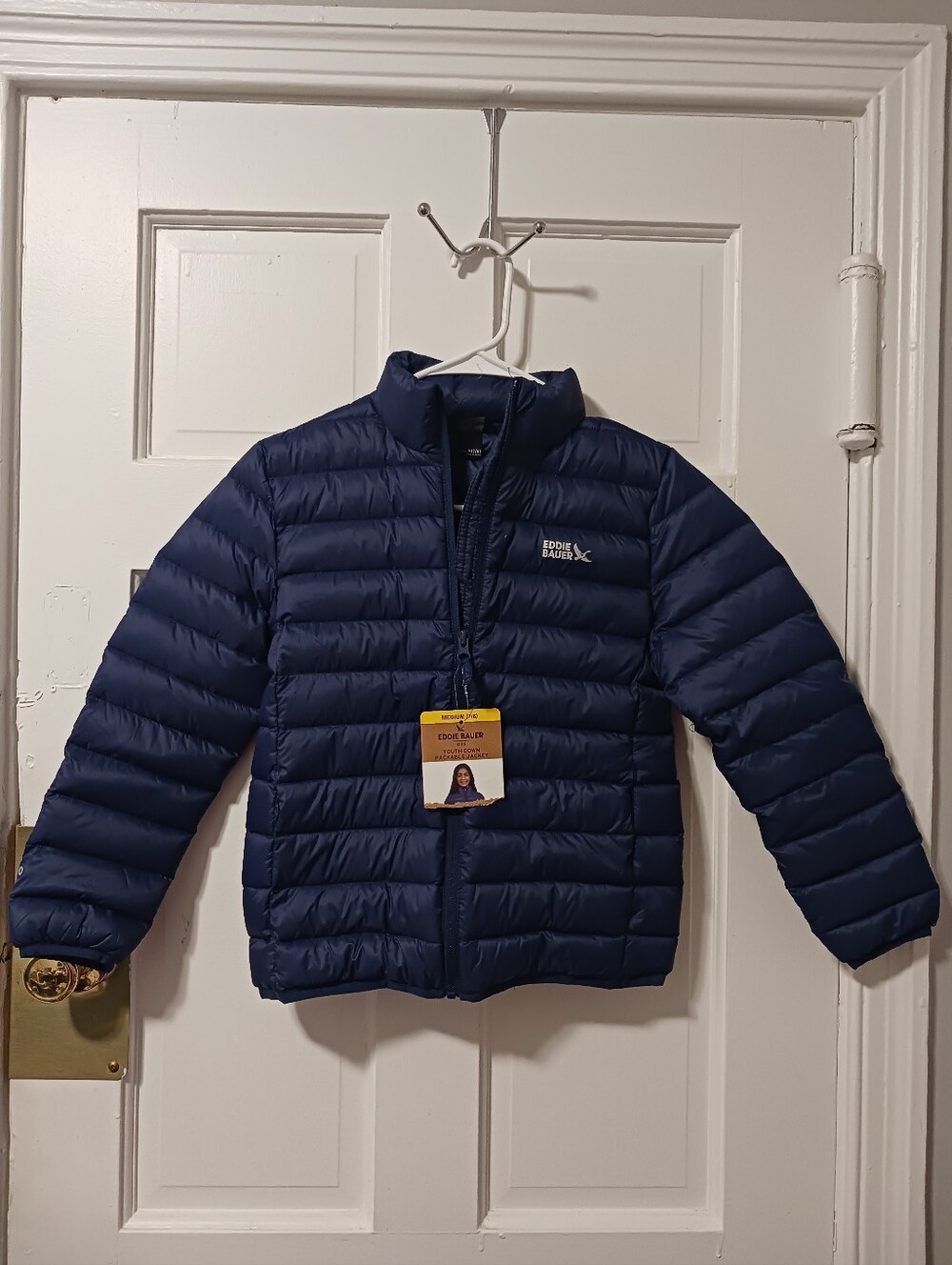 Eddie Bauer KIDS Down Puffer Jacket 650 Packable Style Light Weight Blue NWT